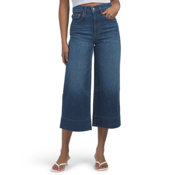 LE JEAN Medium Wash Made In Usa Rosie Crop Wide Leg Jeans